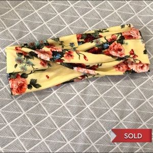 SOLD! NWOT Yoga style yellow headband with flowers